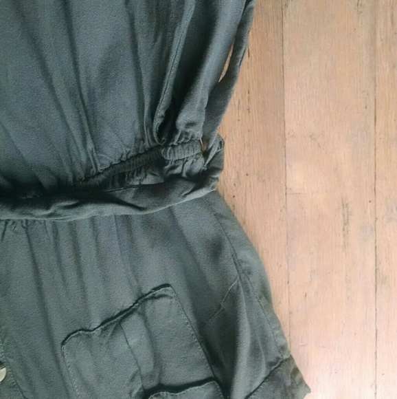 Olive green sleeveless dress pockets - Picture 4 of 5
